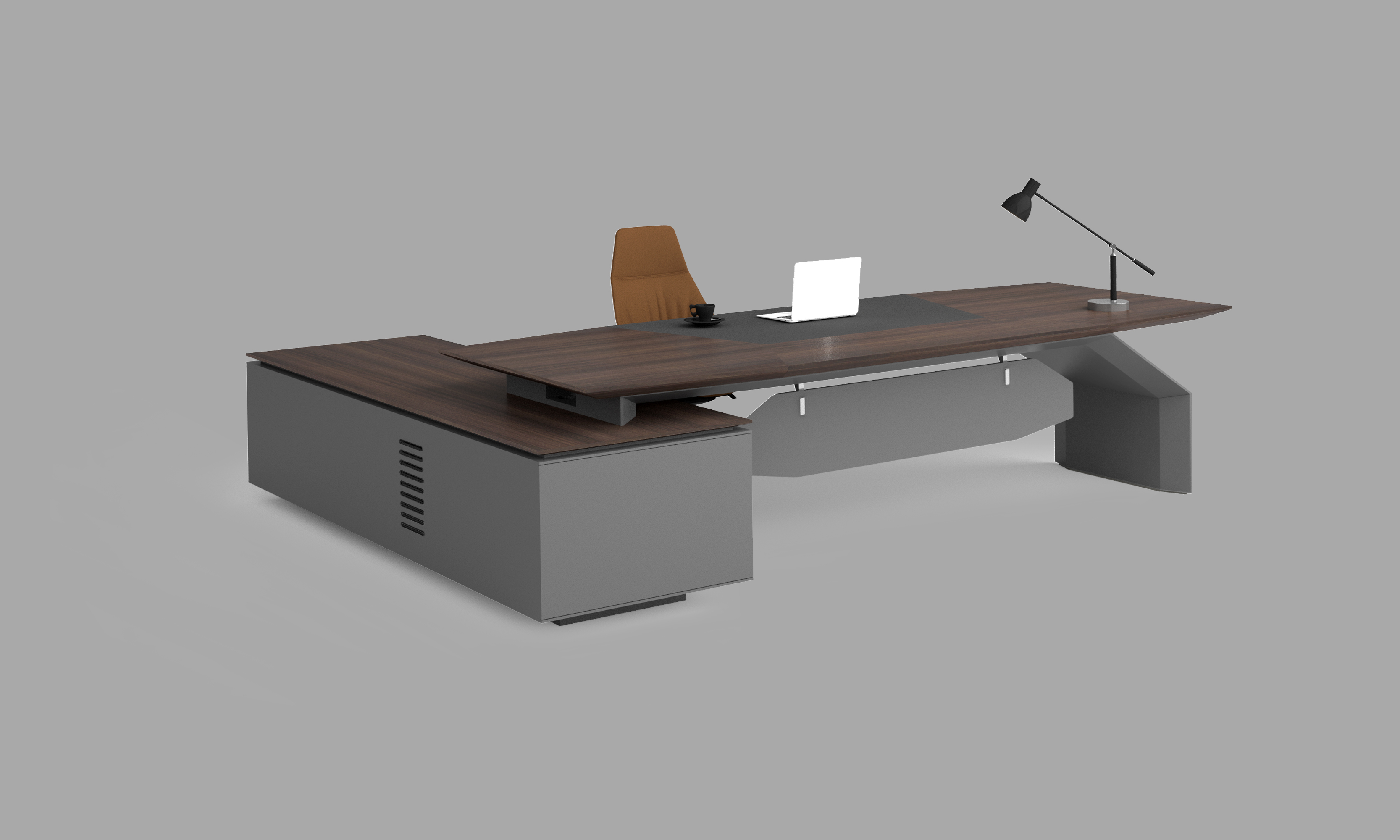 油漆办公桌—老板办公桌—劳伦斯高管桌Y015（L）  